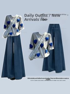 NUMEN BUTTON | Plus Size Summer High-end Look Set T-Shirt Jeans