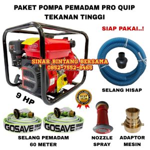 PAKET POMPA PEMADAM PRO QUIP 9 HP KOMPLIT NOZZLE SPRAY TEKANAN TINGGI