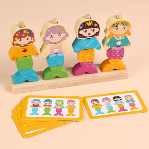 Childrens Early Education Wooden Toy Expression Character Stacking Game Baby Shape Recognition Hand Eye Coordination Toy
