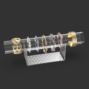 TEMPAT RAK PENYIMPANAN PAJANGAN AKSESORIS PERHIASAN GELANG AKRILIK BENING BRACELET BANGLE JEWELRY JEWELLERY RACK SHOWCASE DISPLAY ACCESSORIES HOLDER STAND STORAGE ORGANIZER KEKINIAN AESTHETIC ESTETIK ELEGANT MODERN PATTERN CLEAR ACRYLIC MOTIF DASHED 001