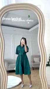 SJM DRESS RUFFLE PRINCESS BRUKAT PREMIUM LUXURY BAHAN KATUN POPLIN LENGAN PENDEK FREE BELT 8315