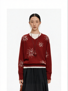 Firework Design Red Turtleneck Sweater