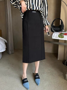 Elegant High Waist Slim Fit Half Body Skirt for Women mid Length One Step Split Design Summer New Style Commute Pure Color