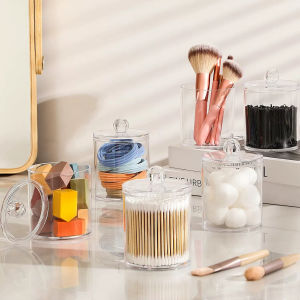 MaxPlus Cosmetic Cotton Storage Box Transparent Makeup Remover Cotton Box Cotton Swab Storage Box with Lid