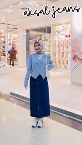 [AKJ] Super Jumbo Rok jeans slim fitting panjang wanita