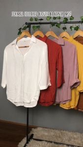 NFC 3/4 Collared Blouse (Variety of Colors Up to XL size Chalis Material)