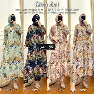 SL Gita Set Mat Rayon Viscose Ld 110 Pb 130 busui skirt Lp 60 / 115 pj 95 pinggang karet *LABEL JASMINE packing premium*