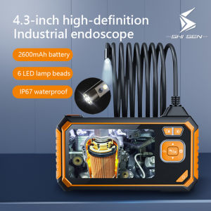 SHISEN Industrial Endoscope 4.3 Inches IPS 1080P HD with Screen 8mm Dual Lens IP67 1-15m Line Pipeline Auto Repair Visual Mirror