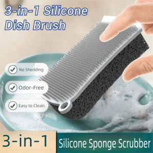 3-in-1 Silicone Sponge Brush Pot Wiper Dish Wash Cleaning Tool