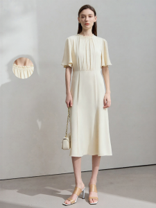 AMII | Elegant Vacation Style Wooden Ear Lace Up Waist Bell Sleeves Backless Summer Dress