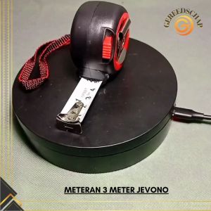 Meteran Presisi Jevono 3M Warna Hitam dengan Kait Besi - Alat Ukur Akurat untuk Proyek Rumah