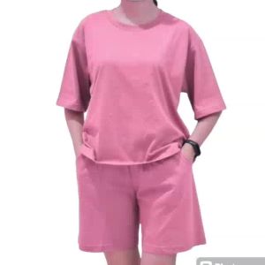 One Set Setelan Kaos Crop Top Wanita Celana pendek Kekinian