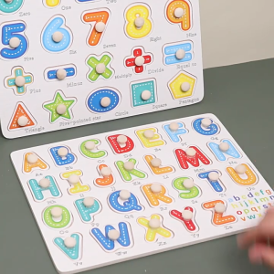 Mushroom nail hand grab board puzzle childrens Montessori early childhood education wooden toys letter shape recognition puzzle