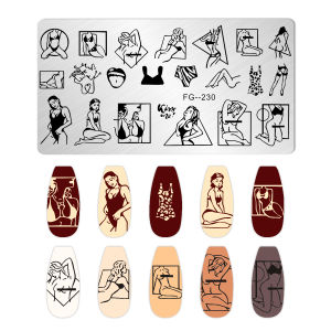 Tấm Dập Hình Móng Tay Họa Tiết Hoạt Hình Động Vật & Hoa Chủ Đề Kem Hình Học Gấu Chim Cá Chất Liệu Thép Không Gỉ