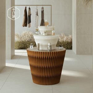 Creative Window Display Stand Isometric Island Floor Mounted Clothing Store Exhibition Showcases Three Layer Stackable Shelf