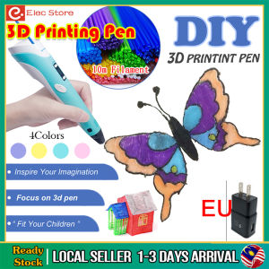 [MSIA STOCK] 2nd Gen 3D Printing Pen Printer Pen Drawing pen DIY Gift For Student Children FREE Filament 3x 5 Meters  Intelligent Three-Dimensional Creative Room Temperature Pen Printer 3D Printing Line Set Kids Toy 打印笔