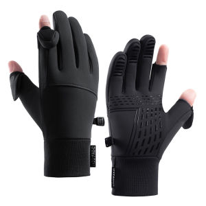 Winter Flip Open Two Finger Gloves: Warm Touch Screen Outdoor Cycling Skiing Fishing Gloves