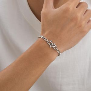 Kemstone Mens Stainless Steel Bracelet with Thorn Chain Design – Minimalist Punk Style Jewelry