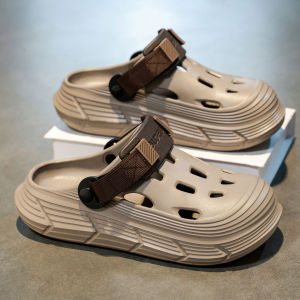 Mens Summer Outdoor Slippers Thick Bottom Sports Casual Sandals EVA Anti-Odor Anti-Slip Hole Shoes Comfortable Slip-On Beach Shoes