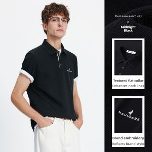 Navigare | Black Elastic Polo Shirt For Men
