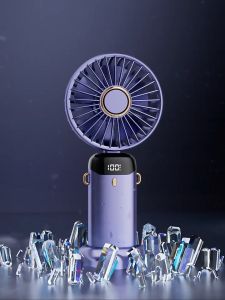 N15 strong wind mini handheld folding fan USB charging with LED display 5 speeds can be used as a mobile phone holder