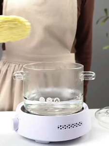 Transparent Induction Pan for Baby Food Soups Milk and Instant Noodles Ceramic Cookware Pot Glass