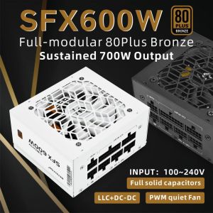 METALFISH Full-Modular SFX-500W 600W PSU 80Plus Bronze White Power Supply For Mini ITX Chassis Small Computer Case 100/220V