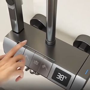 5 IN 1 Shower Kamar Mandi Full Set Panas Dingin Persegi Hitam Matte dengan Mixer Panas Dingin 4 Ways