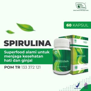Kapsul SPIRULINA Jaga Kesehatan Hati dan Ginjal Herbal Indo Utama isi 60 Kapsul