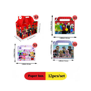 Roblox | Robloxed Themed Paper Box Combination Game Characters Candy Goodie Gifts Bag for Shower Birthday Party Arrangements Set