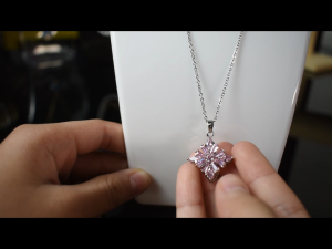 Lunara Pink Cross Star Pendant Stainless Necklace with Radiant Crystals