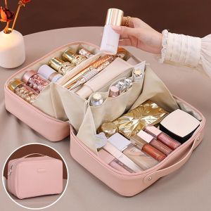 PU Flame Makeup Bag Beauty Cosmetics Storage Bag Double Zipper Makeup Brush Bag Business Travel Toiletries Sorting Bag