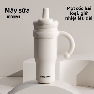 Qigutang | Bình nước giữ nhiệt dung tích lớn có ống hút thiết kế thời trang nhỏ gọn và lý tưởng cho du lịch.