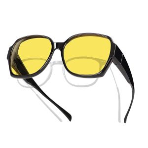 Night Vision Driving Glasses Fit Over Eyeglasses for Women Men  Anti Glare Polarized Night Vision Goggles Yellow Lens1Pack