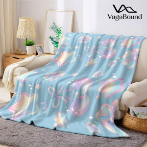 navy pink stars Flannel Blanket Warm Soft Halloween Christmas Decorative Couch Warm Cozy All-Season Gift