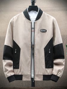 ROMON | Lormen Mens Baseball Style Suede Short Pilot Jacket Workwear Outerwear Fashionable Spring Autumn New Arrival Zipper Closure