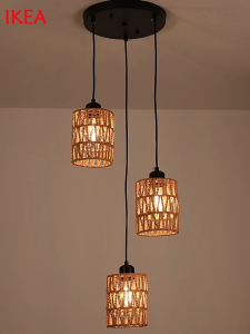 Nordic Simple Chandelier Handmade Hemp Rope Woven Living Room Lamp Dining Room Bedroom Ceiling Light