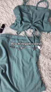 Lucy Beachwear Bralette Tie & Skirt High Slit Ruched Coords up to 2XL