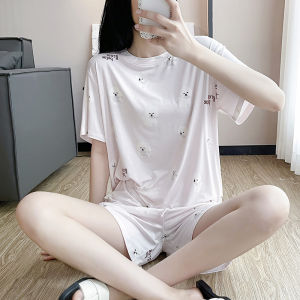 Cartoon Modal Womens Sleepwear Short Sleeve round Neck Home Clothes Set Summer Skin-friendly Comfortable Breathable Nightgown