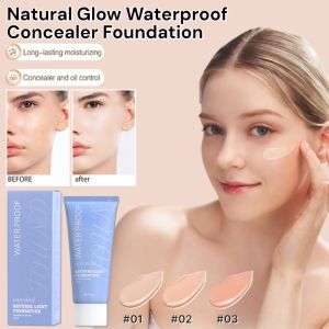 Natural Glow Waterproof Concealer Foundation Oil Control Moisturizing Liquid Foundation Sweatproof Long Lasting BB Cream