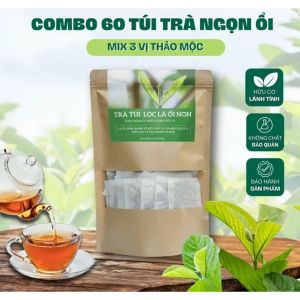 60 túi lọc trà ngọn ổi míc 3 vị. cỏ ngọt. lá dứa nếp