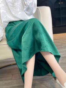 Elegant Mid-Length A-Line Skirt Womens Spring Summer New Style Versatile High Waist Slimming Glossy Acetate Satin Skirt