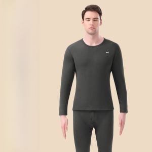 MiiOW | Thickened Fleece Warmth Mens Thermal Underwear Single Piece Heat Generating Winter Cold Resistant Youth Long Sleeve Round Neck Base Layer