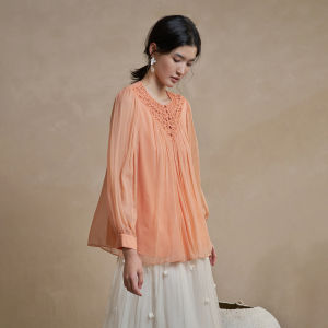 Handmade Crochet Silky Sheer Light Breathable New Multicolor Silk Blouse