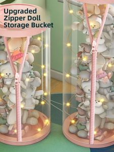 Doll Storage Bucket Stuffed Toy Box Big Doll Doll Storage Fantastic Transparent Cylinder Kids Storage Basket
