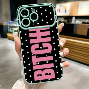 Trendy Pink Bold Letter Black White Polka Dot Phone Case For iPhone 17 16 15 14 13 12 11 Pro Max Plus Soft Shockproof TPU Cover