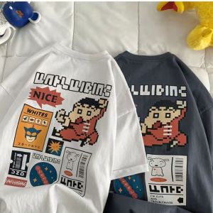 [Flash sale] Japanese Cute Cartoon Crayon Shinchan Print T-shirt Womens Short Sleeve Loose Large Size Shirt Top