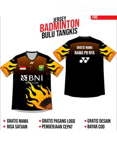KAOS JERSEY BADMINTON BULU TANGKIS FREE COSTUME GRATIS NAMA NO LOGO TEAM DAN NAMA TEAM (NEW-04)
