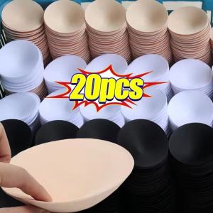 wholesale // 20Pcs Round Sponge Foam Push Up Bra Pads Inserts / Removable Push Up Breast Pads / for Women Swimsuit Bikinis Tops / Sport Bra Enhancer Bust Pad