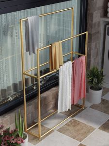 Nordic Simple Multifunctional Towel Rack Bathroom Towel Rack Iron Floor Vertical Balcony Clothes Rack For Home